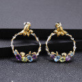 wholesale S925 Silver Secret Garden Designer High-End Natural Gemstone Earrings, Chinese Style Colored Gemstone Ear Studs Earrings-0-2