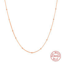 wholesale 18K Gold Plated S925 Sterling Silver Simple Layering Bean Necklace, Versatile Collarbone Chain-Platinum