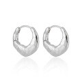 wholesale S925 Sterling Silver Irregular Lava Matte Ear Cuffs for Women with Textured Feel, Minimalist and Unique Temperament Silver Ear Accessories-0-0