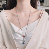 wholesale S925 Silver Ethnic Style Resin Enamel Money Bag Lucky Bag Lotus Back Heart Scripture DIY Jewelry Accessories-149PM/single pendant about 11.4g