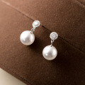 wholesale S925 sterling silver lightweight luxury ins-style crystal-embedded pearl earrings with a design sense for women M05124-0-2