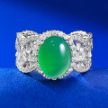 wholesale 925 Silver Plated High Ice Green Chalcedony Elegant Large Cabochon 8*10 Agate-0-0