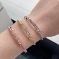 wholesale S925 silver Korean Japanese women's fashion luxury minimalist diamond-studded ring bracelet sweet cool ins-style hand accessory wholesale-Rose gold DY170017>925 silver