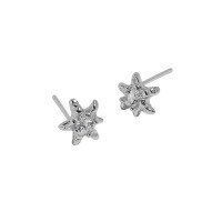 wholesale S925 Sterling Silver Korean Version Ins Minimalist Niche Design Versatile Starfish Micro-Paved Zircon Earrings for Women-Platinum [with sterling silver ear plugs] &gt; 925 silver