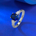wholesale S925 Silver Fashion New Style 6*8mm Oval Simulated Sapphire Blue Corundum Versatile Ring-0-5