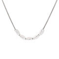 wholesale S925 Sterling Silver Geometric Diamond Bean Necklace, Minimalist and Versatile Women's Clavicle Chain-0-4