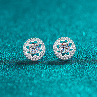 S925 Sterling Silver Moissanite Star Stud Earrings-5mm zircon  925 silver