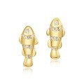 wholesale S925 Silver Japanese Light Luxury White Zircon Clownfish Earrings for Women, New Ocean Vacation Style Small Fish Earrings-0-5
