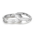wholesale S925 Sterling Silver Adjustable Bamboo Knot Matte Textured Couple's Ring Set, an Ideal Gift-0-4