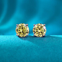 wholesale S925 Silver New Classic 1-Carat Four-Prong Stud Earrings 65mm Classic Versatile Cross-Border Style for Dropshipping-E497 Pink Diamond 925 Silver