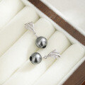 wholesale S925 Sterling Silver French Pearl Earrings for Women, Small and Exquisite Grey Shell Pearl Studs with High-End Design Sense Jewelry-0-3