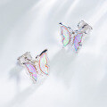 wholesale S925 Silver Powder Opal Butterfly Earrings, High-End and Versatile Small New Stud Earrings for Women, Factory Direct Supply-0-2