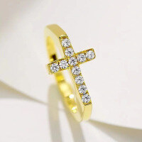 wholesale Metal material: 925 Sterling Silver Zhuozhifan Jewelry New Ins Style Minimalist Daily Versatile Ring for Women-R965 Gold Cross Ring  Size 6