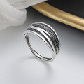 wholesale S925 Sterling Silver Retro Geometric Line Crossover Thai Silver Ring, Minimalist Heavy Duty Fashion Versatile Jewelry Band-0-0