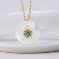 wholesale 925 Silver Gold-Plated with Certificate, Dainty and Fresh Lady Necklace Choker, Light Luxury Style Clover Flower Pendant Inlaid with Hetian Jade-0-0