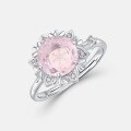 wholesale S925 Sterling Silver Geometric Snowflake Ring with Pink Crystal, Simple and Fashionable, Women's Wholesale, New Autumn and Winter Collection in Japanese and Korean Style-0-3