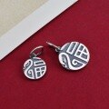 wholesale S925 Sterling Silver Auspicious Snake Pendant, Chinese Style Antique-inspired Minimalist Component for DIY Handmade Beading Bracelet, Red Cord Necklace-0-1