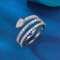 wholesale S925 Silver New Stackable Twisted Teardrop Ring Snake Shape Full Diamond Row Ring ISN Style Fashion-0-1