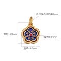 wholesale Gold-plated enamel cloisonné Fu character ingot longevity lock gourd pendant necklace bracelet DIY with blue sand gold finish-0-5