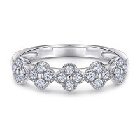 wholesale 925 Silver Four-Leaf Clover Necklace Women's Designer Floral Zircon Earrings Exported Three-Piece Jewelry Set-Ring TL-516 US size 6#