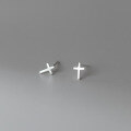 wholesale S925 Silver Korean Style Minimalist Smooth Cross Stud Earrings for Students M00943-0-2