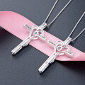 wholesale S925 Sterling Silver Cross Pendant for Women, Vintage Heart Design, Versatile and Fashionable Necklace Pendant for Wholesale-0-2