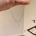 wholesale S925 sterling silver lace pearl necklace, small and luxurious, vintage French-style elegant design, handmade sterling silver collarbone chain for women-0-0