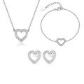 wholesale 925 Sterling Silver Heart-shaped Necklace and Bracelet Set, Minimalist Ins Style High-end Jewelry for Women-0-9