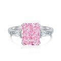wholesale S925 Sterling Silver Cross-Border Women's Ring with 8A Ice Flower Zircon, Sparkling Pink Geometric High-Carbon Diamond, Fresh and Sweet-0-11