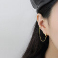wholesale S925 Sterling Silver EA446 Korean-style INS Geometric Square Circle Chain Tassel Ear Clips Earrings-0-2