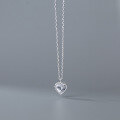 wholesale S925 Sterling Silver Necklace for Women, Korean Style, Elegant and Simple, Fresh and Delicate, Diamond-Encrusted Sweetheart Pendant Collarbone Chain D9120-0-3