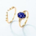 wholesale S925 Sterling Silver New Luxury Vintage Natural Lapis Lazuli Stackable Set Ring Korean Style Gemstone Ring Wholesale-0-3