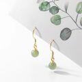 wholesale Sterling Silver Green Round Korean Style Jade Earrings for Women, Summer Ear Accessories G9784-0-0