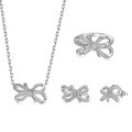 wholesale S925 Sterling Silver Cross-Border European and American Ring Necklace Earrings Set for Women, Exquisite Geometric Ice-Cut Zircon Wedding Style-0-6