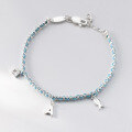 wholesale Sterling Silver Minimalist Letter Bracelet Sweet Niche Design Delicate Single Diamond Fish Blue Bracelet S7684-0-1