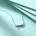 wholesale S925 Sterling Silver Cross-border Foreign Trade Black Zircon X Letter Pendant Necklace for Women, Small Batch Design, European and American Style-0-2