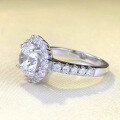 wholesale S925 Silver New Simulation Diamond Ring 8mm Round White Diamond Fashion Minimalist Women's-0-2