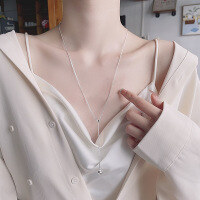 wholesale S925 Sterling Silver Shiny Heart Tassel Minimalist Chain, Versatile Necklace, Ins Light Luxury Niche New Women's Sweater Pendant-465LM/approx. 3.8g 925 silver