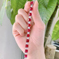 wholesale Sterling Silver New 7*7 Square Full Diamond Red Gem Bracelet for Women, Personalized Retro Cartoon Style-0-0