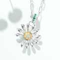 925 Sterling Silver Daisy Necklace, Unisex Simple Daily Wear Ins Style-0-2