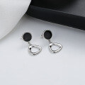 wholesale S925 Sterling Silver Round Black Resin Drop Earrings New Ins Trendy Niche Design Versatile Women's Earrings-0-0