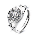 wholesale S925 Sterling Silver Creative God's Hand Cross Ring, Edgy Trendy European and American Punk Style Index Finger Ring-0-4