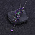 wholesale S925 Silver Designer Natural Amethyst Necklace, Starry Sky Sparkle High-End Sense Jewelry Brooch Pendant-0-2