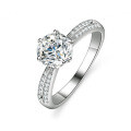 S925 Sterling Silver Moissanite High-End Women's Half-Shank Open Adjustable Ring-0-2