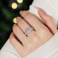wholesale S925 Sterling Silver Wedding Blast Pink Heart Full Zirconia Ring for Women, Exquisite European and American Festival Band-0-1