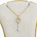 wholesale 9K gold plated metal fashion and versatile pendant with Moissanite heart key necklace for women-0-2
