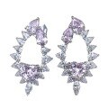 wholesale S925 silver new style 1ct pink diamond 6*6mm heart-shaped earrings for women, fashionable and versatile-0-4