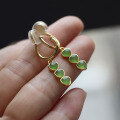 wholesale S925 Silver Natural Hetian Jade Jasper Yang Green Heart-Shaped Ear Clips for Non-Pierced Ears-0-2