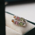 wholesale S925 Sterling Silver Dopamine Natural Tourmaline Ear Clasps, 3×4mm Tourmaline Studs, Live Broadcast Supply-0-0
