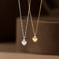 wholesale S925 silver minimalist small red book internet-famous same diamond-inlaid brushed heart necklace Y0176-S925 silver necklace gold 925 silver